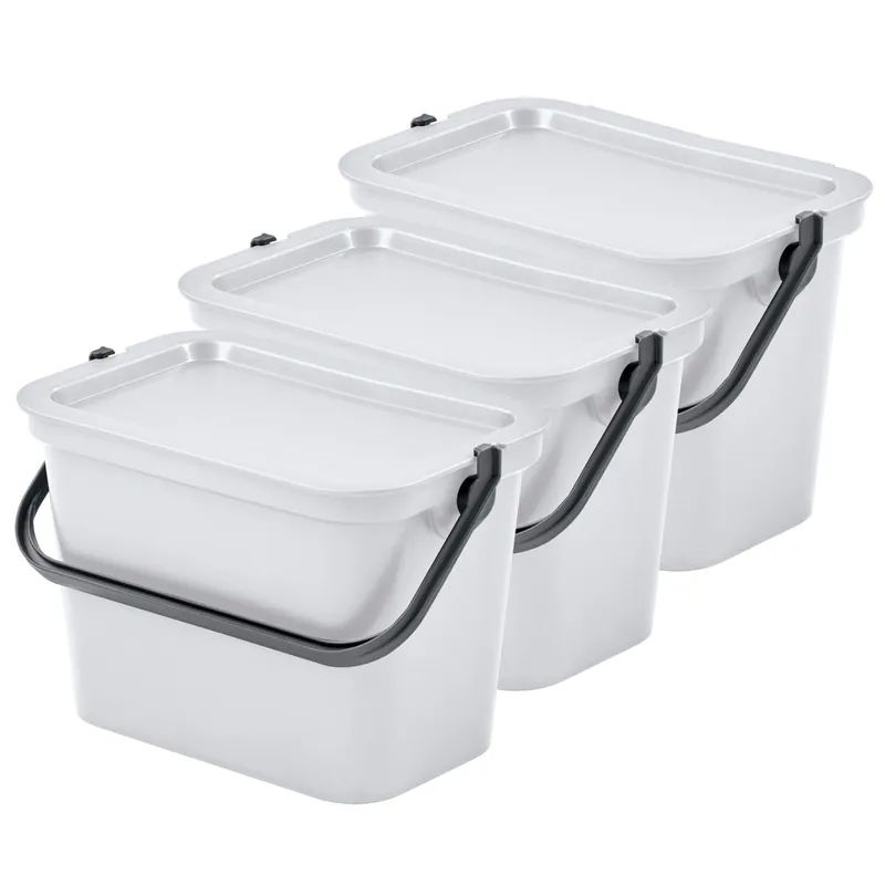 Set de 3 papeleras 5L Blanco con asa - Baño