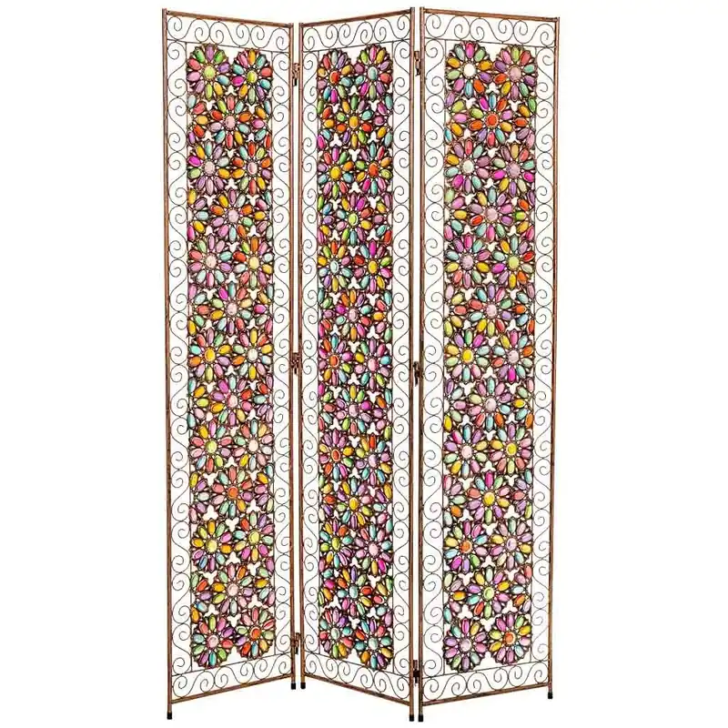 Biombo de metal y cristal acrilico de colores 120x3x172 - Decoración