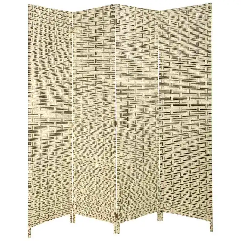 Biombo de papel trenzado 4 hojas 50(x4)x3x180h cm - Decoración