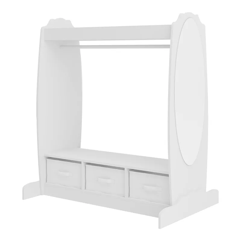 Perchero Burro Infantil Moskenes con 3 cajas plegables MDF 107x95x61cm Blanco [en.casa] - Bebé
