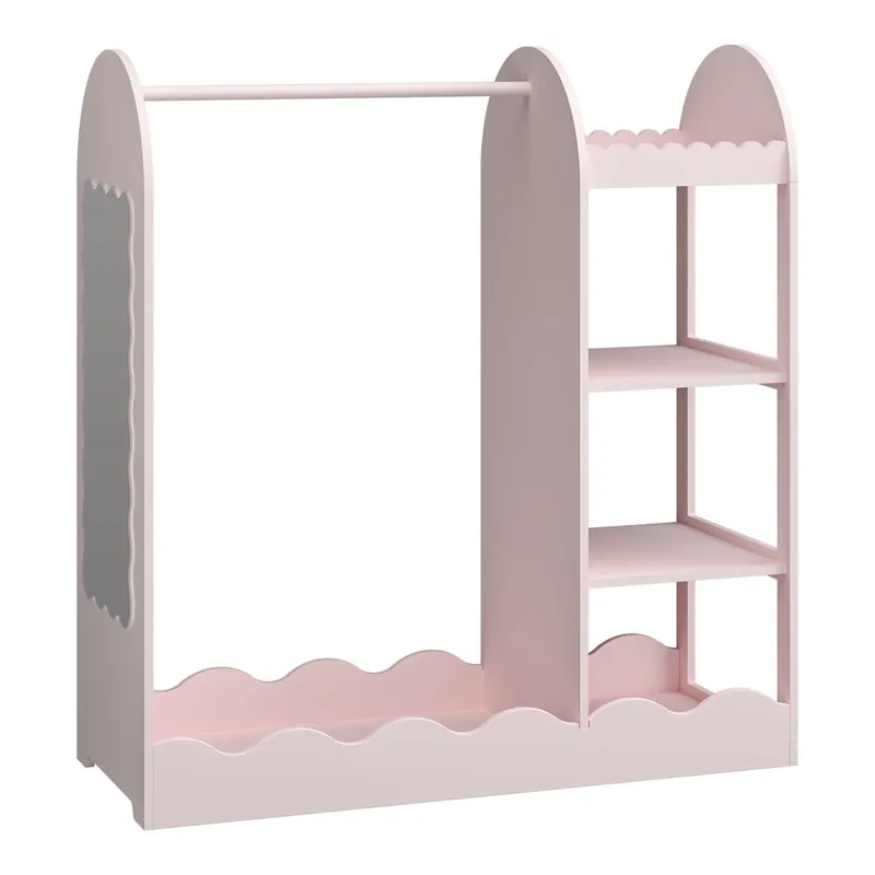 Perchero burro infantil Vestnes con estantería 100x94x38cm Rosa [en.casa] - Bebé