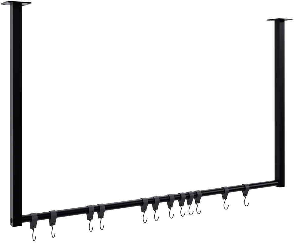 Barra de colgar Fenton con 12 perchas Metal Negro 7X100X60 cm - Decoración