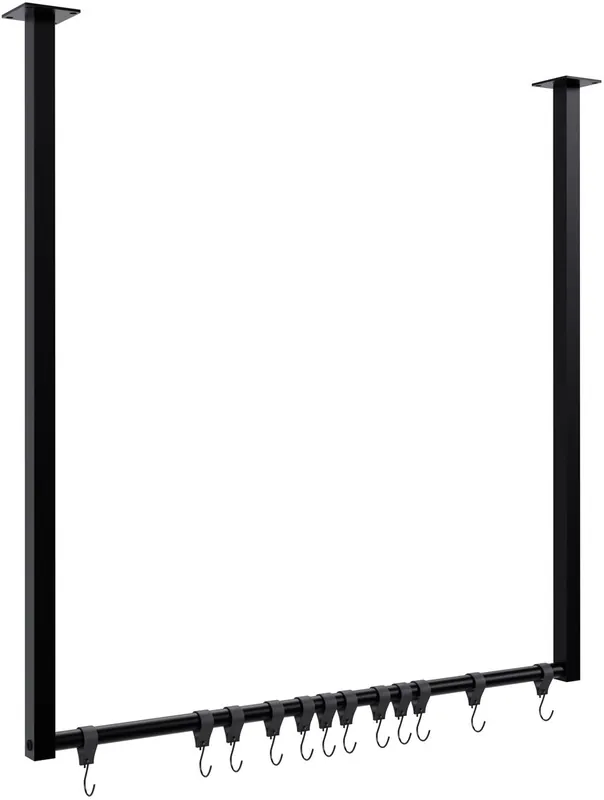 Barra de colgar Fenton con 12 perchas Metal Negro 7X80X80 cm - Decoración