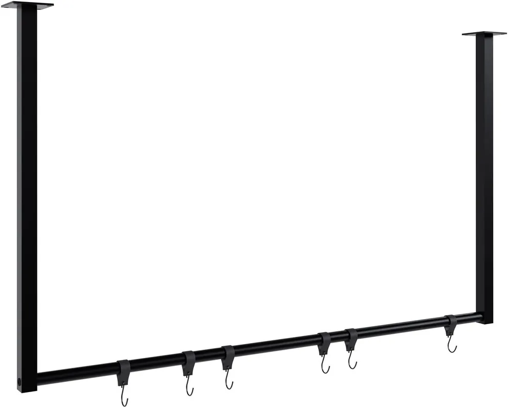 Barra de colgar Fenton con 6 perchas Metal Negro 7X100X60 cm - Decoración