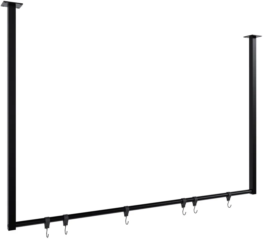 Barra de colgar Fenton con 6 perchas Metal Negro 7X120X80 cm - Decoración