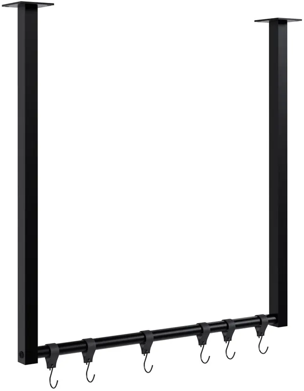 Barra de colgar Fenton con 6 perchas Metal Negro 7X60X60 cm - Decoración