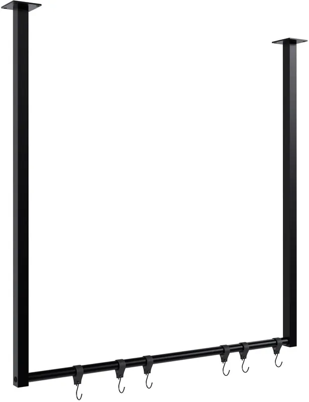 Barra de colgar Fenton con 6 perchas Metal Negro 7X80X80 cm - Decoración