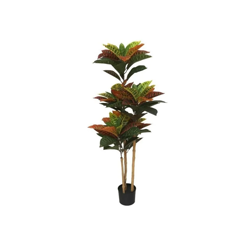 Planta artificial Crotón con macetero verde 120 cm - Jardín