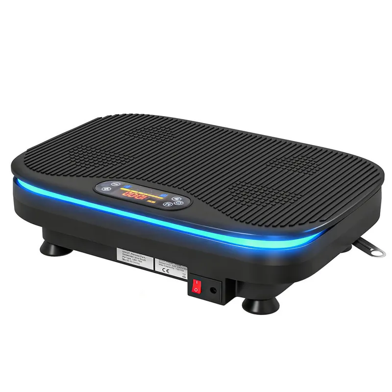 SPORTNOW Plataforma Vibratoria, 99 Velocidades, 3 Programas, Plataforma Vibración Muscular con Altavoz Bluetooth, Pantalla LED, Luces, Mando a Distancia, Bandas Elásticas, para Hacer Ejercicio en Casa - Deporte