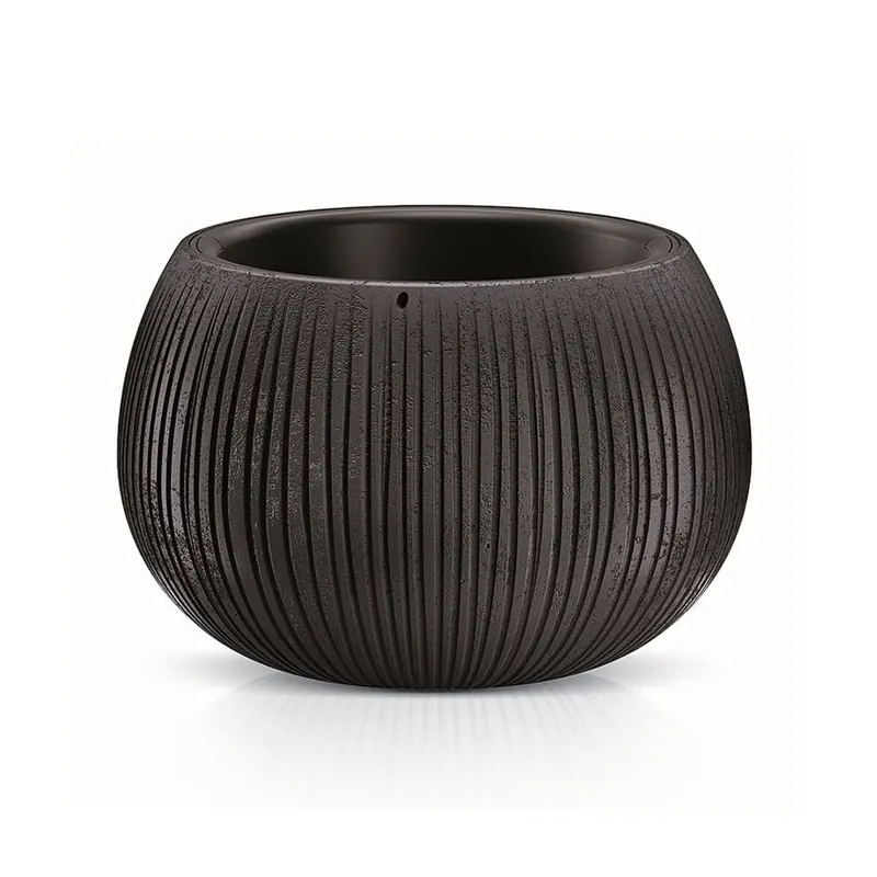 Prosperplast Beton Bowl De Plástico Con Depósito En Color Cemento Negro, 11 (Alto) X 14,4 (Ancho) X 14,4 (Profundo) Cms - Decoración