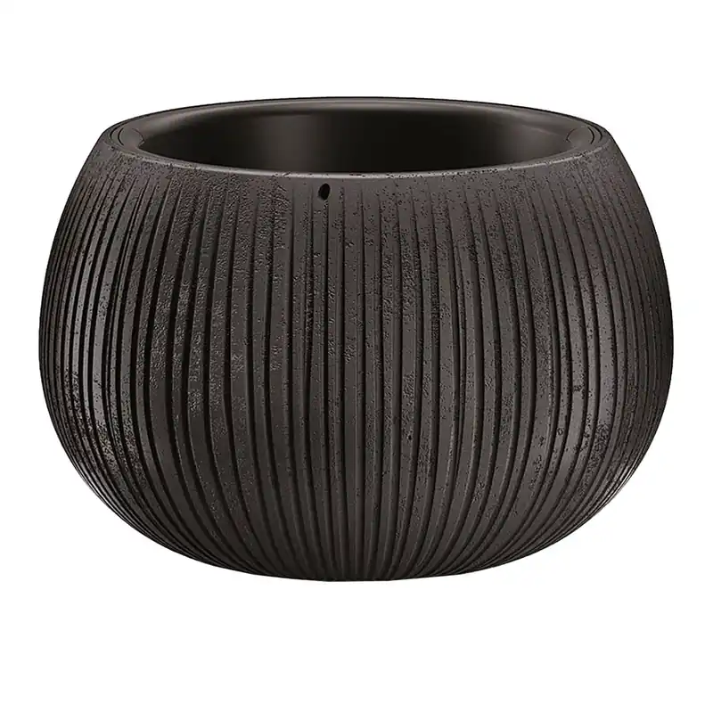 Prosperplast Beton Bowl De Plástico Con Depósito En Color Cemento Negro, 13,6 (Alto) X 18 (Ancho) X 18 (Profundo) Cms - Decoración
