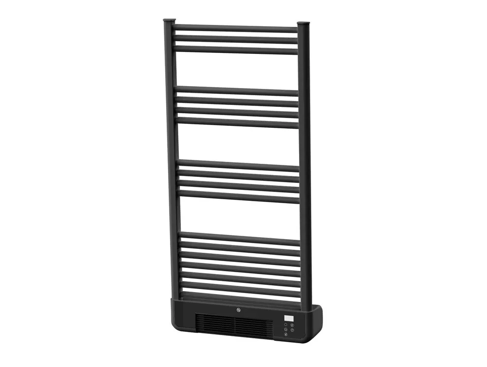 Toallero eléctrico en aluminio de 2000w con calefactor integrado (500 1500W). Display LED. IPX4. Rápido calentamiento con función 2h. Instalación Mural. Color blanco. Varios estantes para colgar las toallas. - Baño