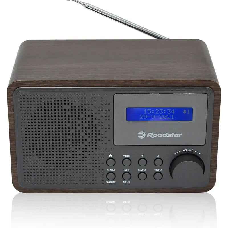 Roadstar HRA-700D+/WD Radio Portátil Digital Vintage DAB/ DAB+/ FM, Conectado a la Red o a Pilas, Despertador Dual, , Madera
