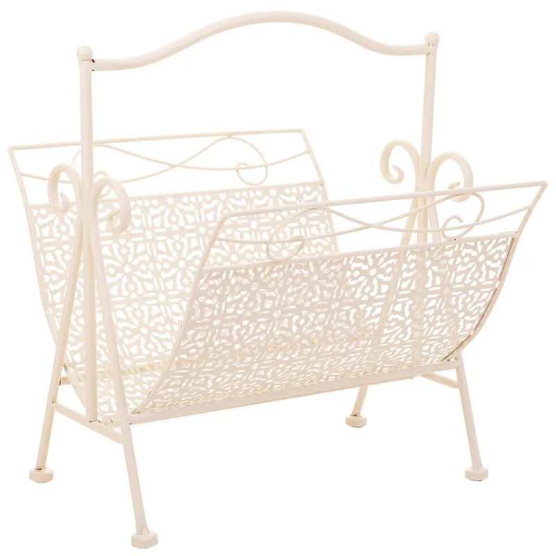 Revistero de forja blanco 36x33x38h cm - Decoración