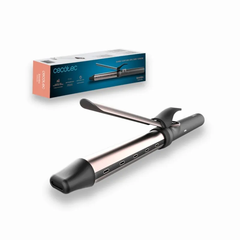 Rizador de pelo Cecotec SurfCare Epic Curly Sphere cerámica y turmalina negro - Electrodomésticos