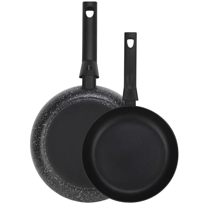 FAGOR Nela Marble Set Juego Sartenes 20-24 cm Inducción Aluminio Extra grueso Antiadherente Ecológico sin PFOA, , Negro