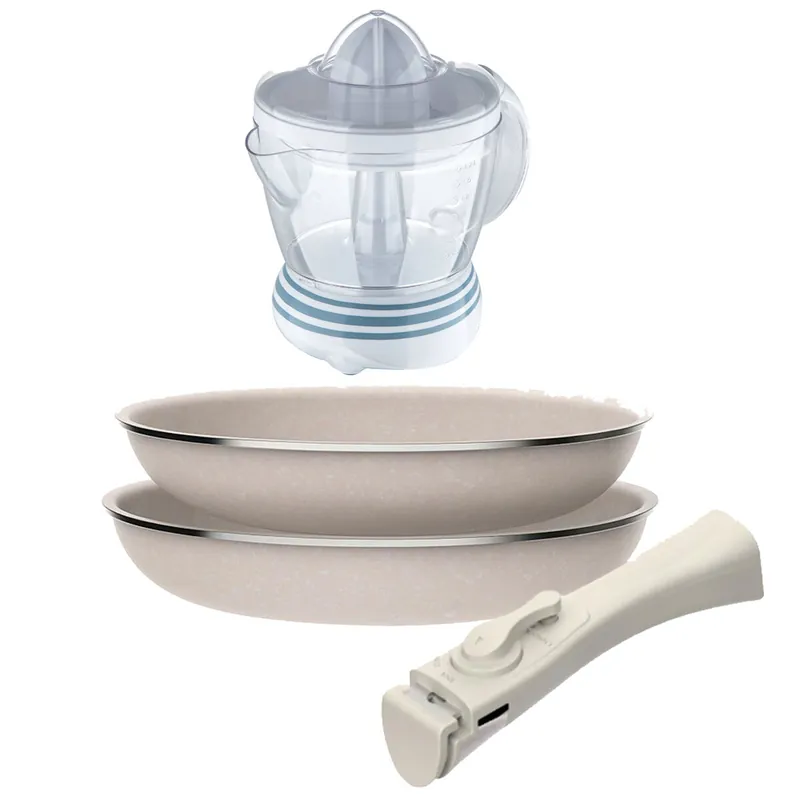 Sartenes Ø24Ø28cm inducción Click&Cook y Exprimidor 1.2 L - Cocina
