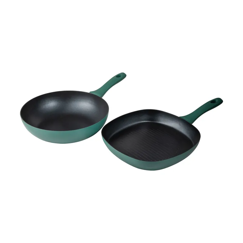 Juego de 2 sartenes aluminio prensado inducción Wok + Grill San Ignacio Media - Cocina