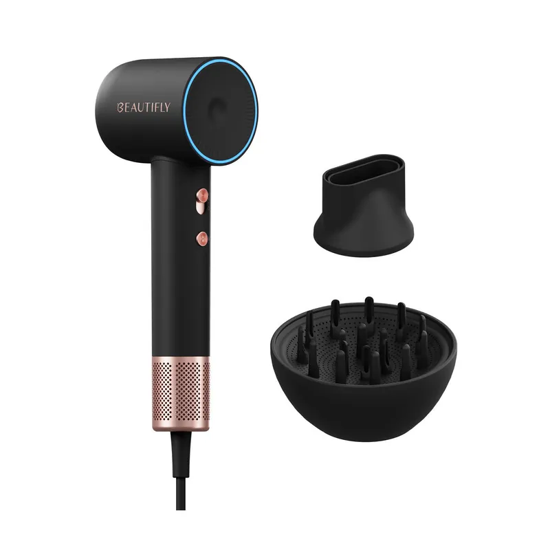 Beautifly Secador de Pelo VelaAir Negro con pantalla LCD, silencioso y rápido - Electrodomésticos