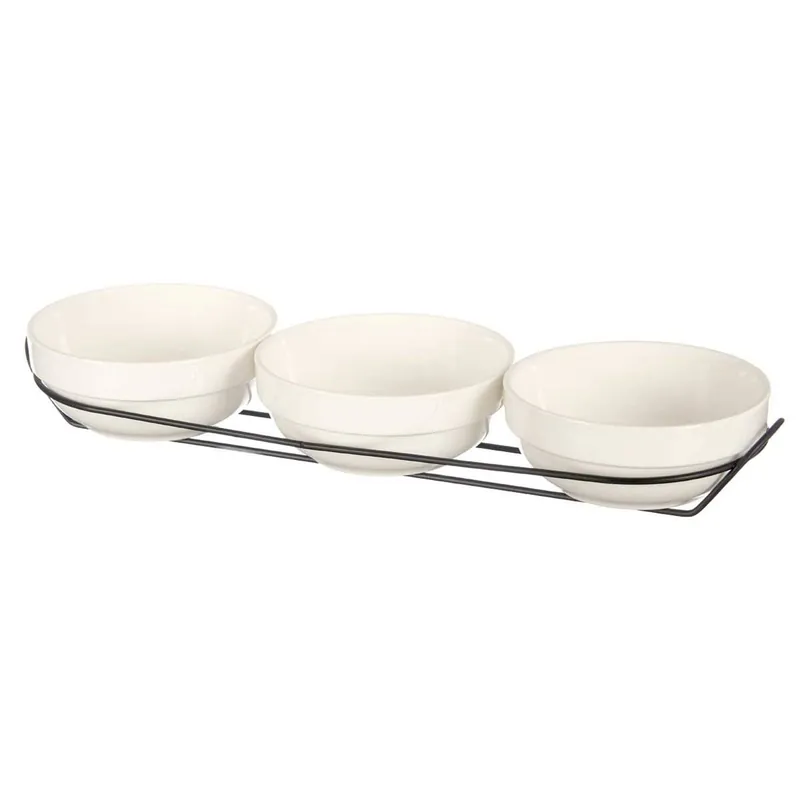 Set 3 bols porcelana 350ml + soporte colección VESSIA - Cocina