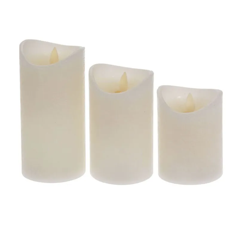 Well Home Juego de 3 Velas LED con efecto Cera y llama oscilante con mando a distancia - Decoración
