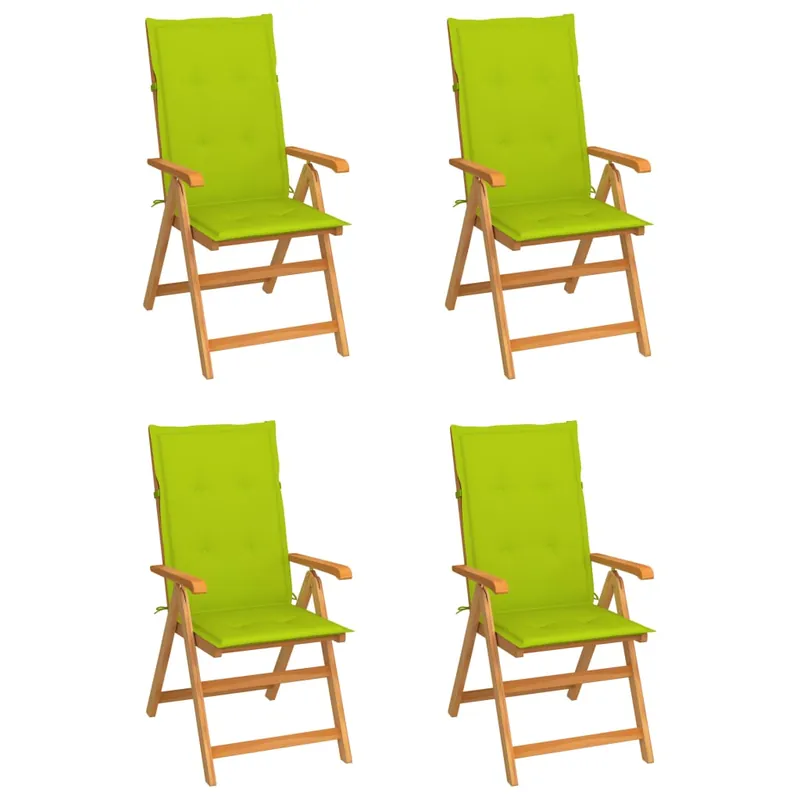 vidaXL Sillas de jardín 4 uds madera maciza de teca con cojines crema