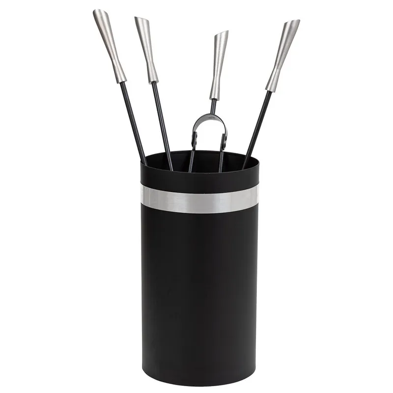 Set 5 herramientas de metal para la chimenea de metal negras - Electrodomésticos