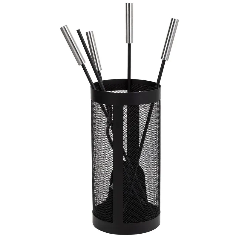 Set 5 herramientas de metal para la chimenea de metal negras - Electrodomésticos