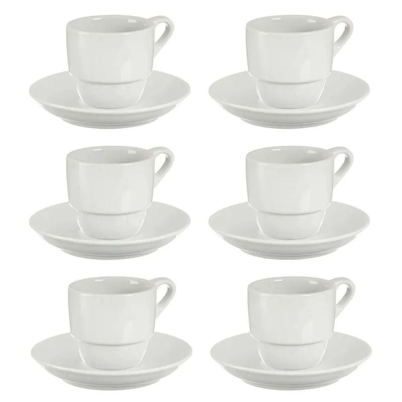 Set 6 tazas cafe porcelana + platos colección VESSIA - Cocina