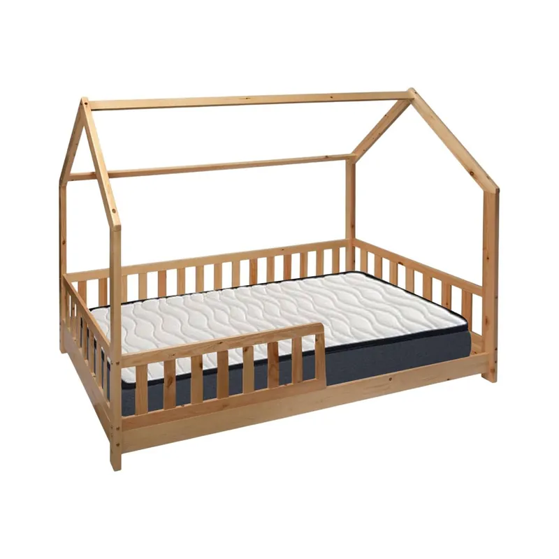 Set de Cama infantil Cabaña ''Bosco'' 90x190cm + Colchón ZENT ROLLER 90x190cm (Altura 17cm), Transpirable, Adaptable y Atérmico - Descanso