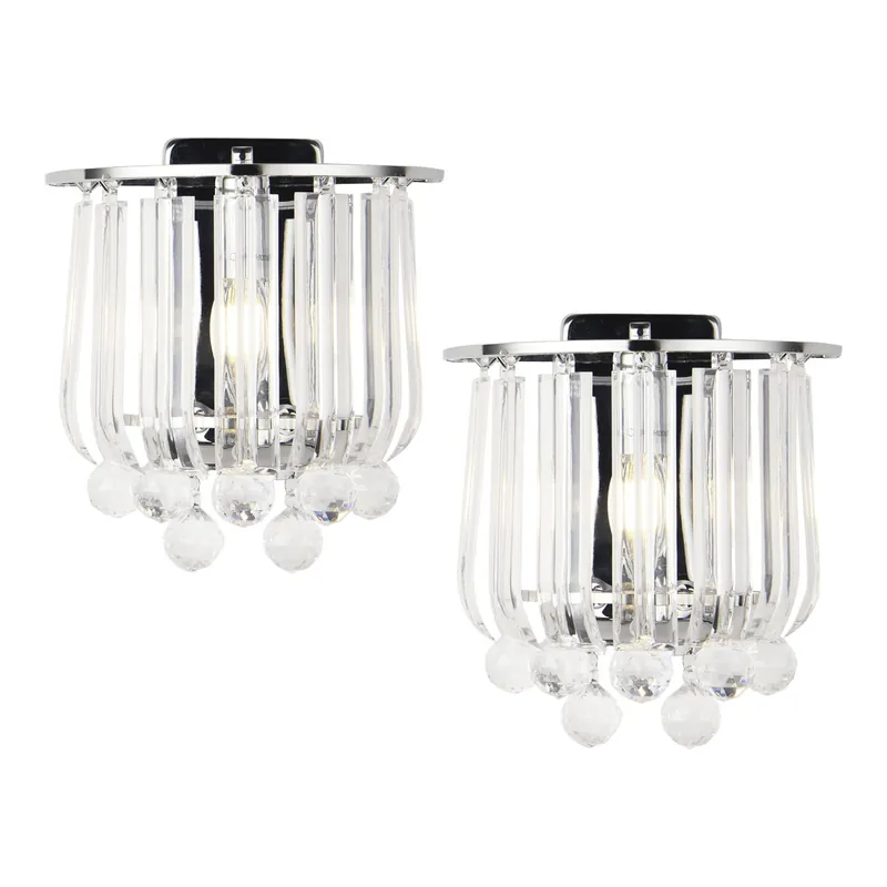 Set de 2 apliques pared Alnwick 1xE14 metal-plástico 24x22x15cm - Cromado [lux.pro]