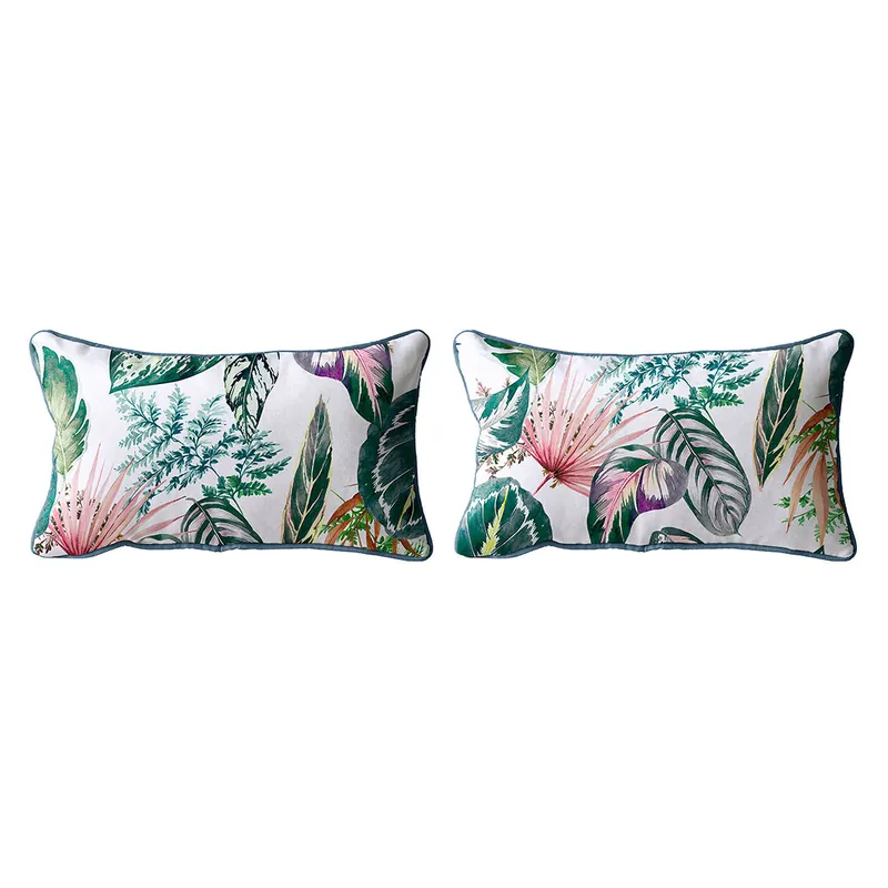 Set de 2 fundas de cojin decorativo 100% algodónTROPALM 30x50 cm Verde - Textil