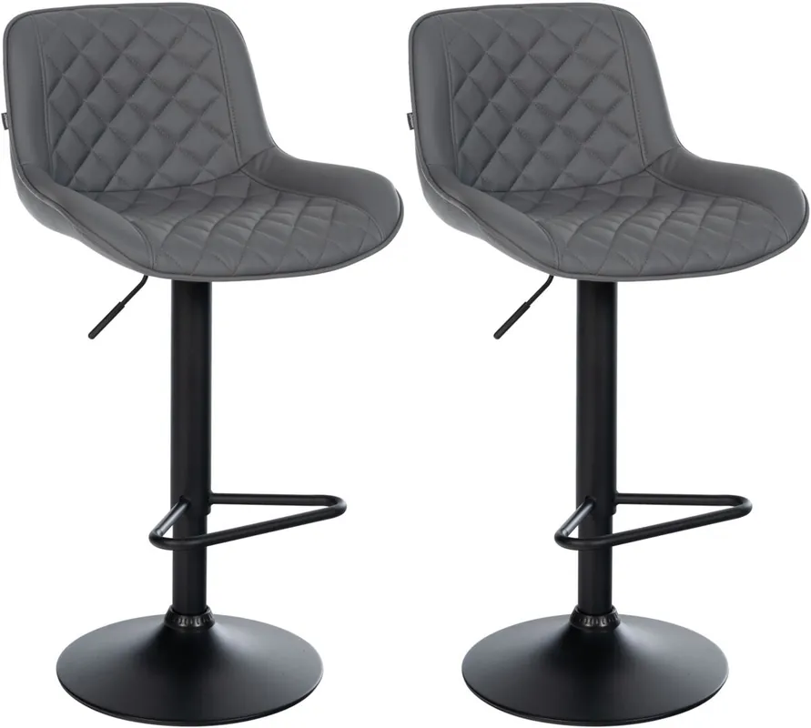 2er Set de taburetes de bar Kasson Simil cuero Gris 52X50X84 cm - Muebles