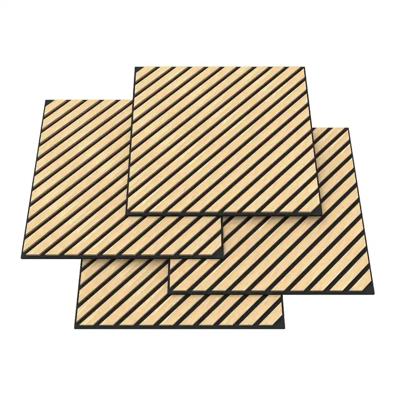 Set de 4 paneles acústicos Vang 3D 1,44 m² lamas diagonales - Roble oscuro [NEU.HOLZ]