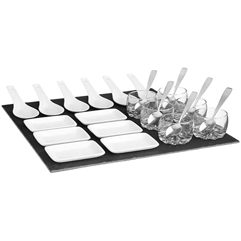 Set de Aperitivo Secret de Gourmet Negro Pizarra (30 x 30 cm) - Cocina