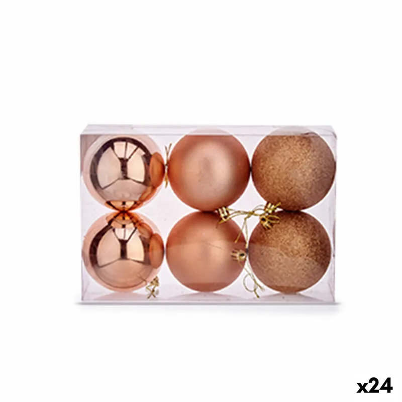 Set de Bolas de Navidad Cobre Plástico 8 x 9 x 8 cm (24 Unidades) - Decoración