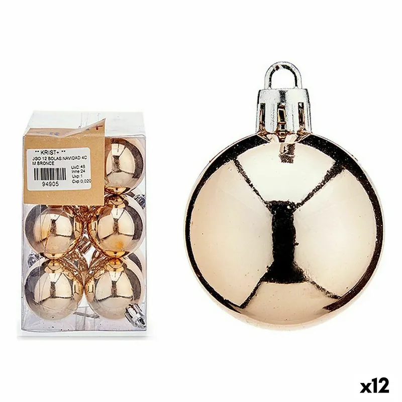 Set de Bolas de Navidad Champagne PVC 8 x 12 x 8 cm (12 Unidades) - Decoración
