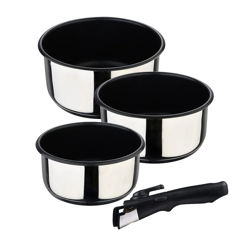 Set de Cazos Bergner Click & Cook Acero Inoxidable 3 Piezas - Cocina