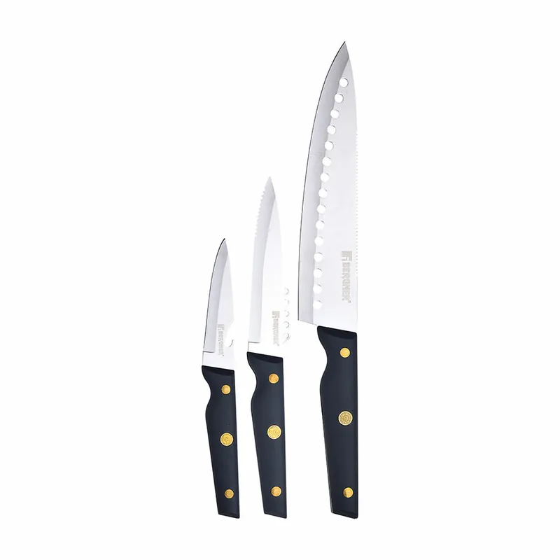 Set de Cuchillos Bergner Pro Reeco BG41026DBL Acero Inoxidable ABS 3 Piezas - Cocina