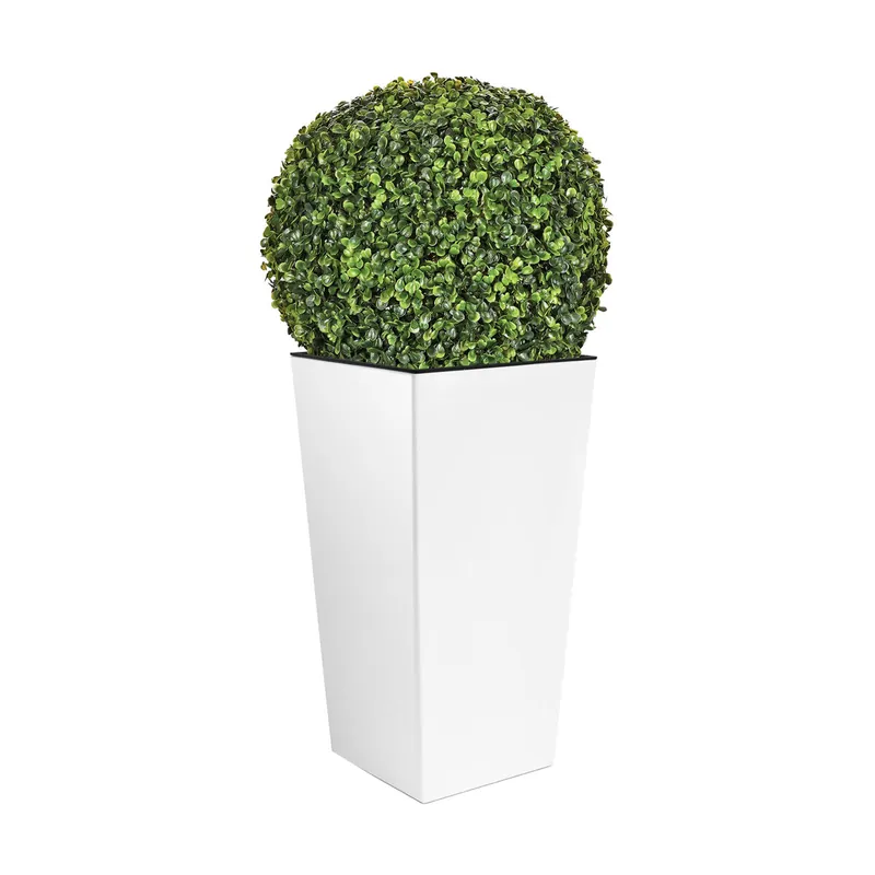 Set De Maceta Alta 35 L Prosperplast Urbi Square De Plástico Con Depósito En Color Blanco, 55 (Alto) X 29,5 (Ancho) X 29,5 (Profundo) Cms + Bola De Bo - Decoración