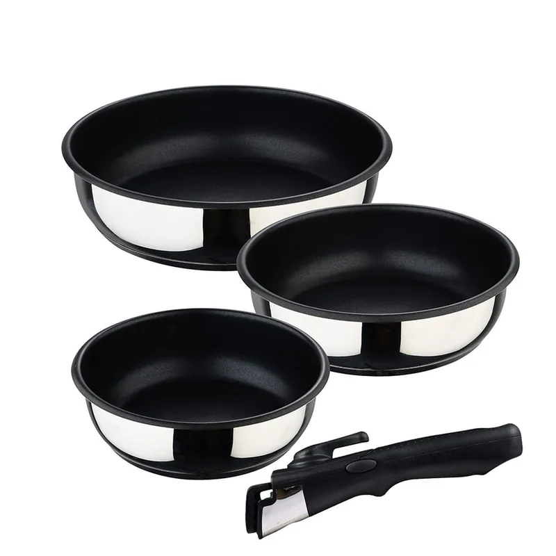 Set de Sartenes Bergner Click & Cook Acero Inoxidable (3 Piezas) - Cocina