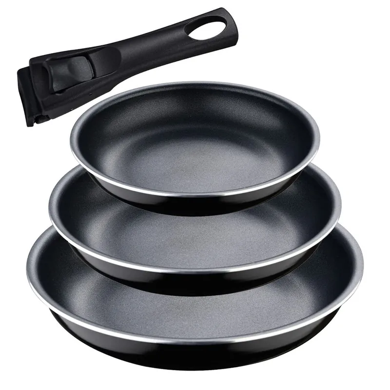 Set de Sartenes Bergner Click & Cook Negro Aluminio (3 Piezas) - Cocina