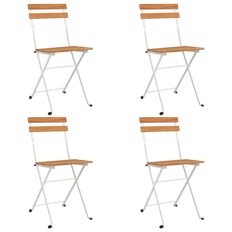 vidaXL Sillas cafetería plegables 4 uds acero y madera maciza acacia - Jardín