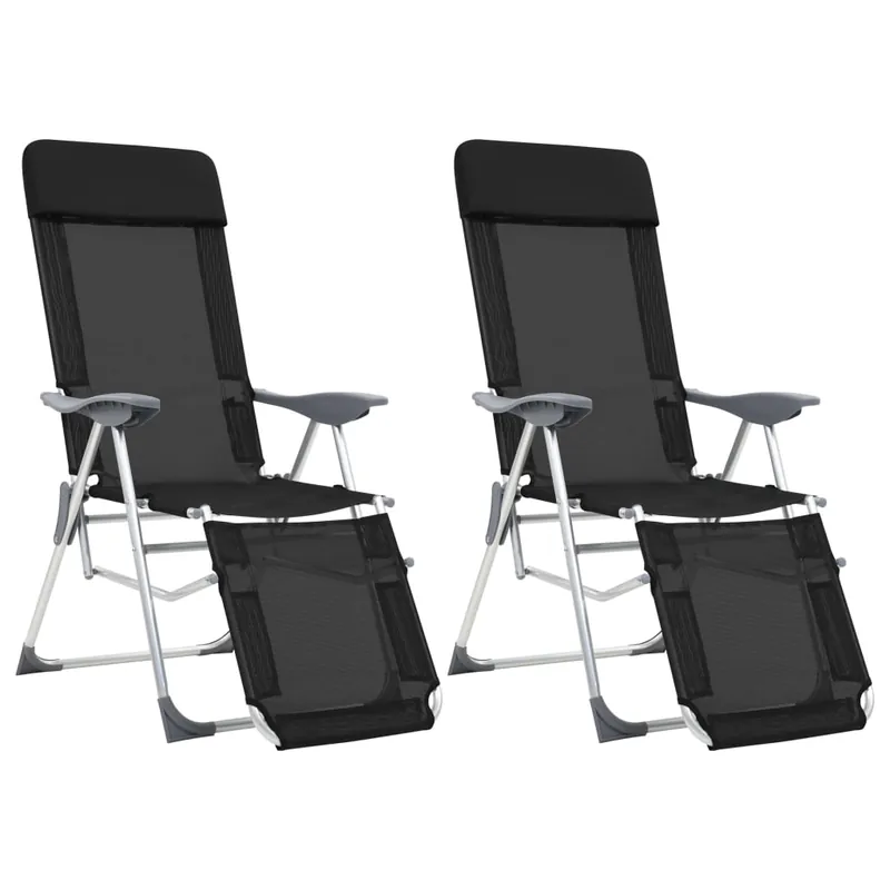 vidaXL Sillas de camping plegables reposapiés 2 uds textilene crema - Jardín