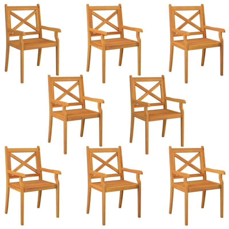 vidaXL Sillas de comedor de jardín 8 uds madera maciza de acacia