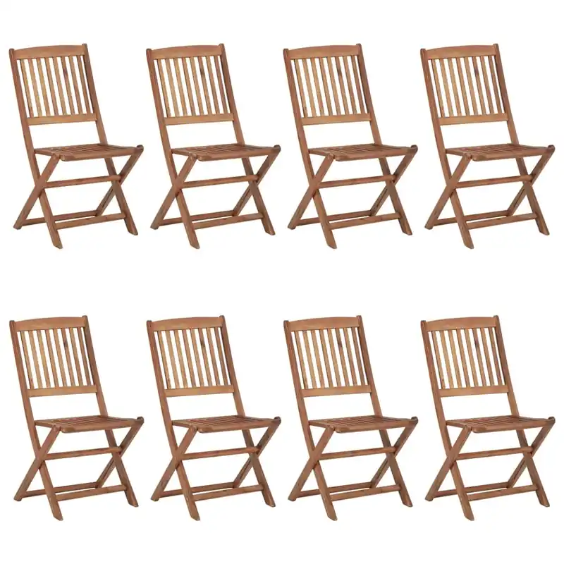 vidaXL Sillas de exterior plegables 8 uds madera maciza acacia - Jardín