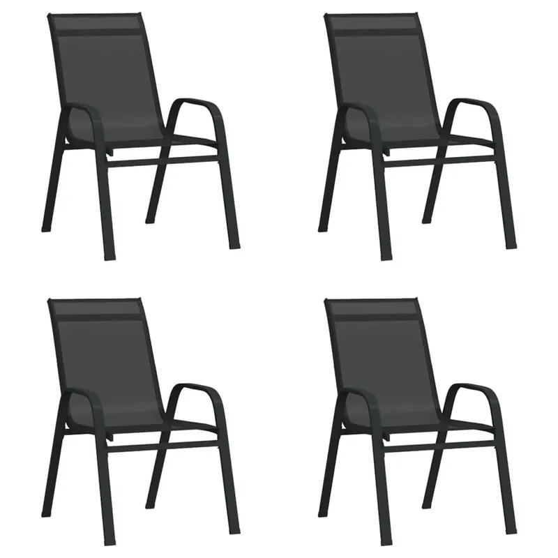 vidaXL Sillas de jardín apilables 4 unidades textilene gris