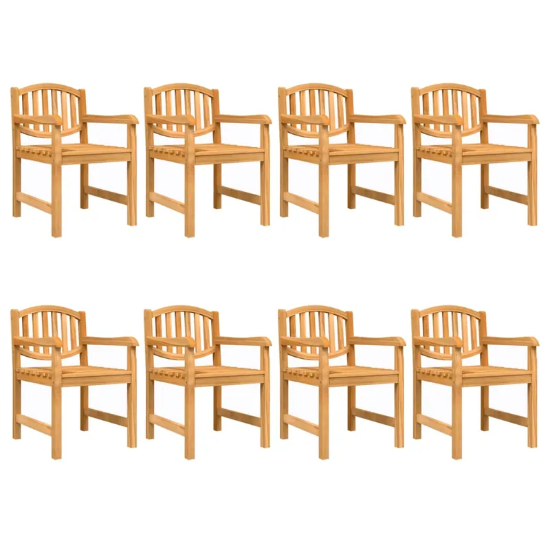 vidaXL Sillas de jardín 8 uds madera maciza de teca 58x59x88 cm