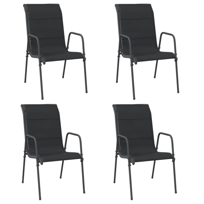 vidaXL Sillas de jardín 4 unidades acero y textilene negro