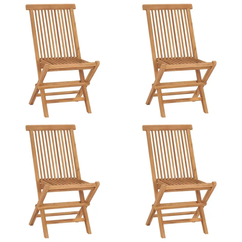 vidaXL Sillas de jardín plegables 4 unidades madera maciza de teca